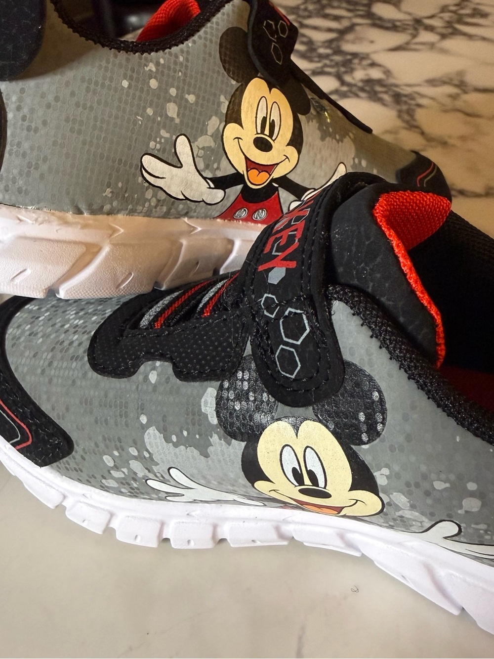 Disney Mickey Mouse Toddler Boys Gray Black Athletic Sneakers Shoes Size 10 NWOB